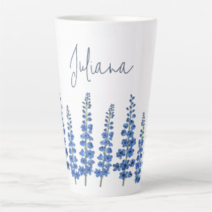 Tasse Latte Fleurs de Delphinium Bleu de juillet