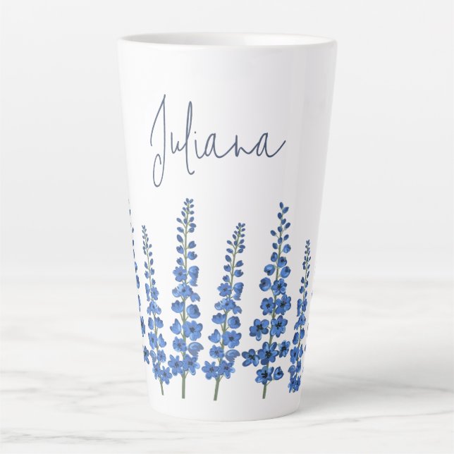 Tasse Latte Fleurs de Delphinium Bleu de juillet (Devant)