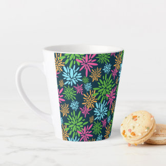 Tasse Latte Fleurs de feux d'artifice colorées Abstraites