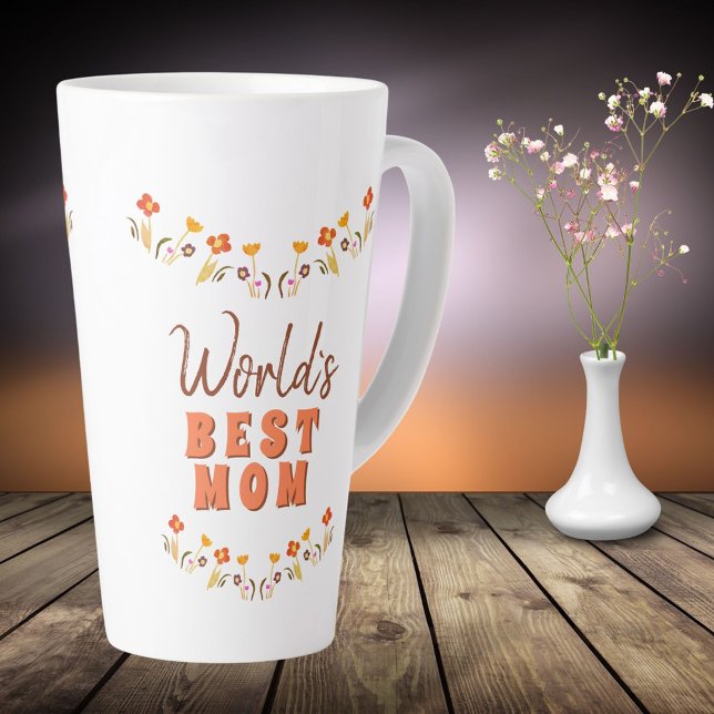 Tasse Latte Fleurs de la Meilleure Maman du Monde Fête des Mèr (Créateur téléchargé)