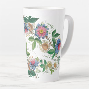 Tasse Latte Fleurs de la passion Vintage botanique de la latte