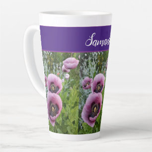 Tasse Latte Fleurs de pavot rose pourpre Pavot Pavois Fleur fl