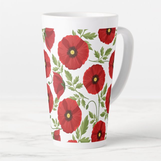 Tasse Latte Fleurs d'été joyeuses floraison de pavot (Angle droit)