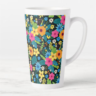 Tasse Latte Fleurs Ditsy Vibrantes Motif Floral Design-43785