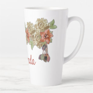 Tasse Latte Fleurs en cuir