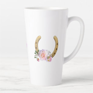 Tasse Latte Fleurs et coeur en fer à cheval