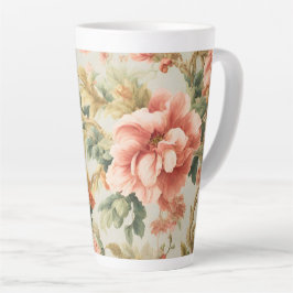 Tasse Latte Fleurs Exquises Extraordinaires, Feuilles. Peintur
