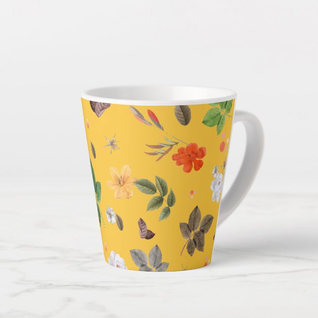 Tasse Latte Fleurs jaunes et roses blanches 10 (Angle droit)