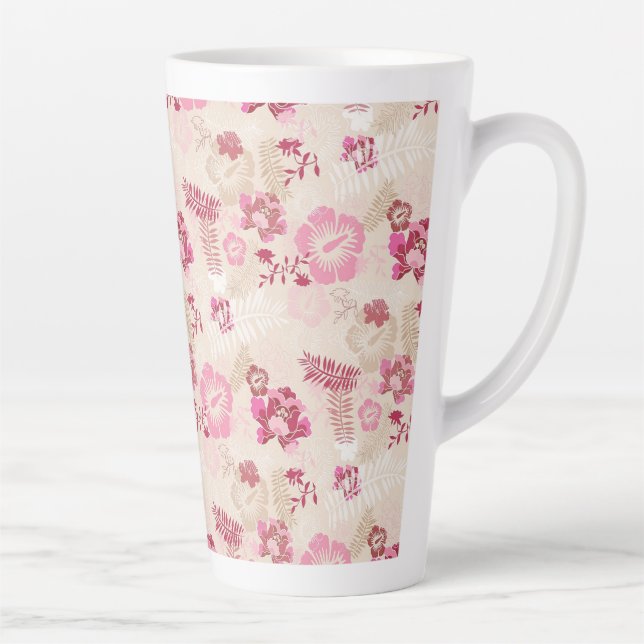 Tasse Latte Fleurs modernes roses mignonnes motif Haut basket (Droite)
