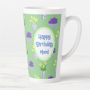 Tasse Latte Fleurs printanières personnalisées dans des pots b