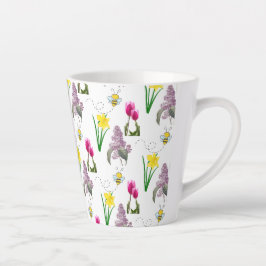 Tasse Latte Fleurs printanières Tulipes Jonquilles Lilas 