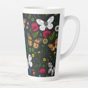Tasse Latte Fleurs sauvages et papillons 2