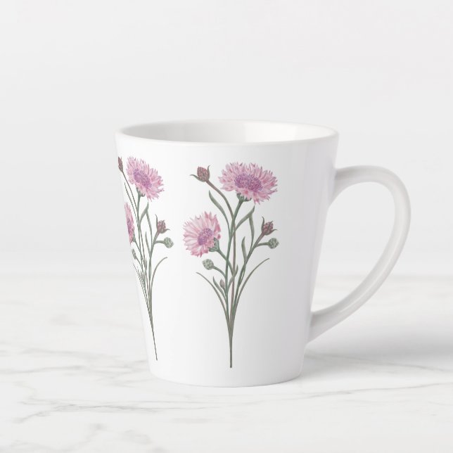 Tasse Latte Fleurs Sauvages Peintes À La Main (Droite)