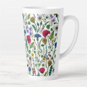 Tasse Latte Fleurs sauvages sur blanc cassé