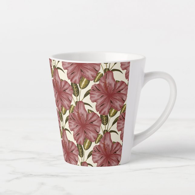 Tasse Latte Fleurs tropicales sans couture motif | fleurs roug (Droite)