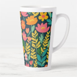 Tasse Latte Fleurs vives et colorées