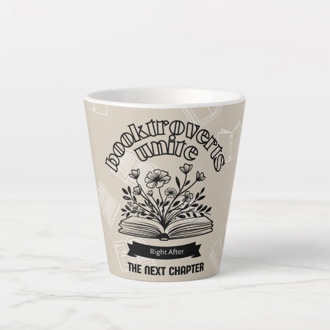 Tasse Latte Floral "Booktroverts Unite" (Devant)