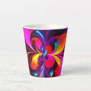 Tasse Latte Floral moderne Art Abstrait Rouge Bleu Motif #07