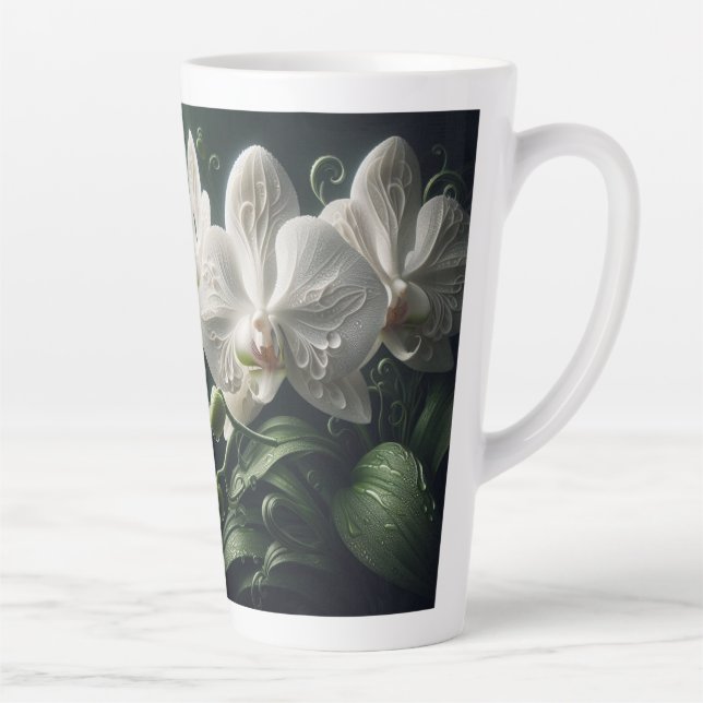 Tasse Latte Floral Orchidée blanche (Droite)