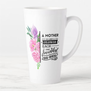 Tasse Latte Floral rose et violet