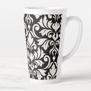 Tasse Latte Flourissant Damask Art I Cream sur Black