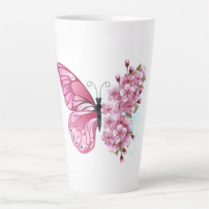 Tasse Latte Flower Butterfly