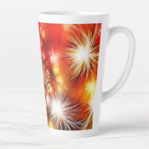 Tasse Latte Fond d'étoiles de feux d'artifice abstraits
