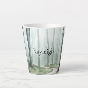 Tasse Latte Forêt de Noël Enchantée Romantique