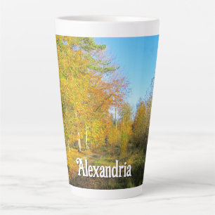 Tasse Latte Forêt ensoleillée d'automne - Grande personnalisée