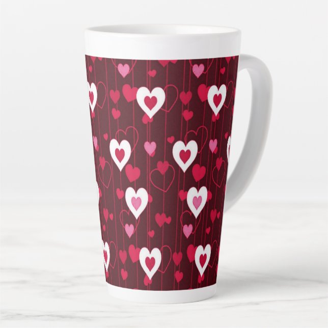 Tasse Latte Forever Love Red Hearts (Angle droit)