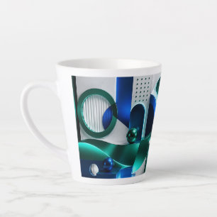 Tasse Latte Formes Géométriques Abstraites Vibrantes Bleu Et S