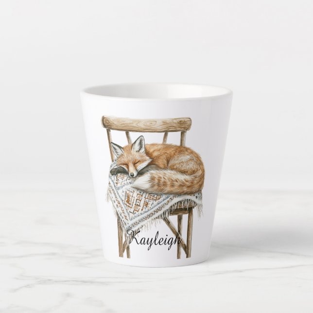 Tasse Latte Fox in Chair Christmas (Devant)