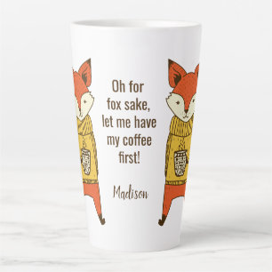 Tasse Latte Fox Sake nom et texte personnalisé Latte muette