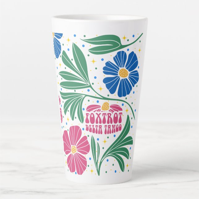 Tasse Latte Foxtrot Delta Tango Flower Boho (Devant)