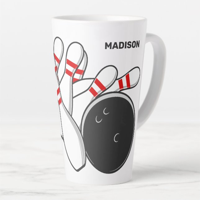 Tasse Latte Frappe Bowling Nom Personnalisé (Angle droit)