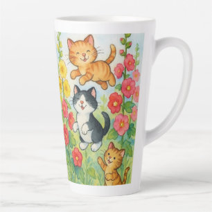 Tasse Latte Frolicking Country Cats in Garden