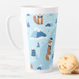 Tasse Latte Frosty Winter Foxes