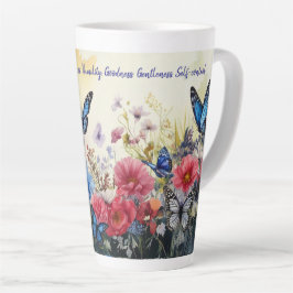 Tasse Latte Fruit de l'Esprit avec papillons et fleurs