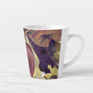 Tasse Latte Fruits de pomme rouge automne et aquarelle feuille