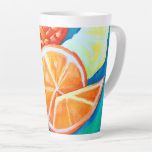 Tasse Latte Fruits tropicaux en néon coloré