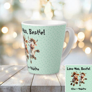 Tasse Latte Funny "Love Moo Bestie" Personnalisé Meilleurs Ami