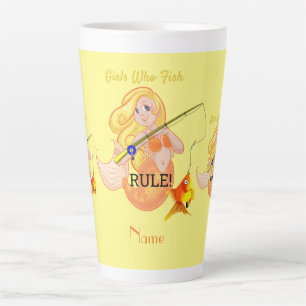 Tasse Latte Funny Pêche Fille Sirène Thunder_Cove