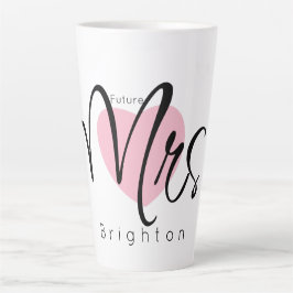 Tasse Latte Futur Mme Nom personnalisé Élégant Simple Deux Ton