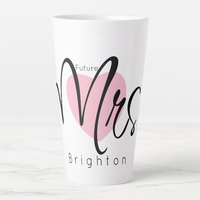 Tasse Latte Futur Mme Nom personnalisé Élégant Simple Deux Ton (Devant)