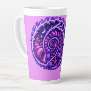 Tasse Latte Galaxie Spirale Océan Mystique Art de Coquillage