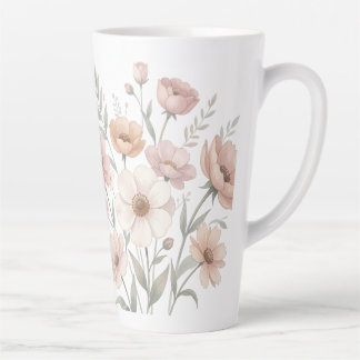 Tasse Latte Gentle Anemone Bouquet Watercolor Softness
