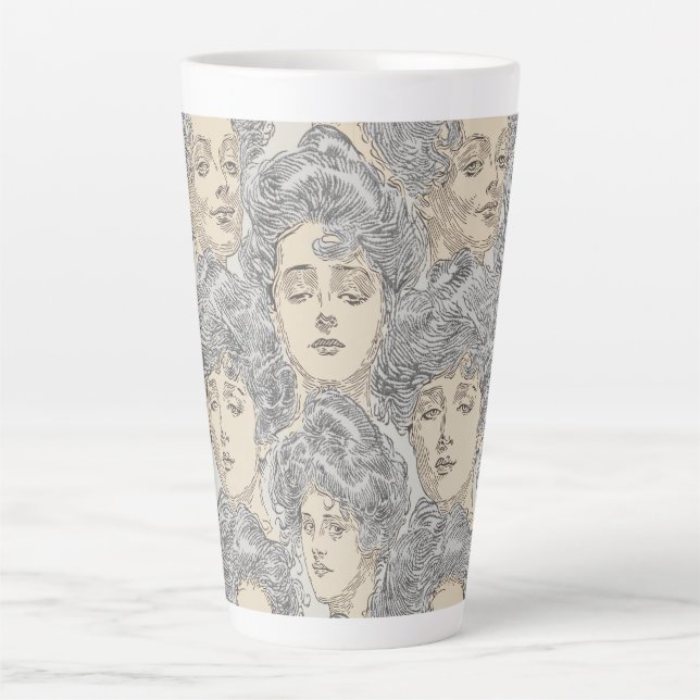 Tasse Latte Gibson filles victorienne femme gris pêche élégant (Devant)