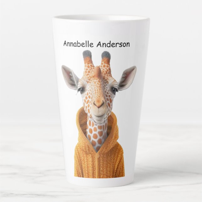Tasse Latte Giraffe curieuse (Devant)