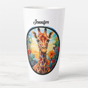 Tasse Latte Giraffe en verre tendu Personnalisée