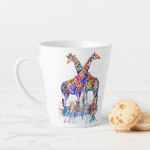 Tasse Latte Giraffes couleur arc-en-ciel personnalisé